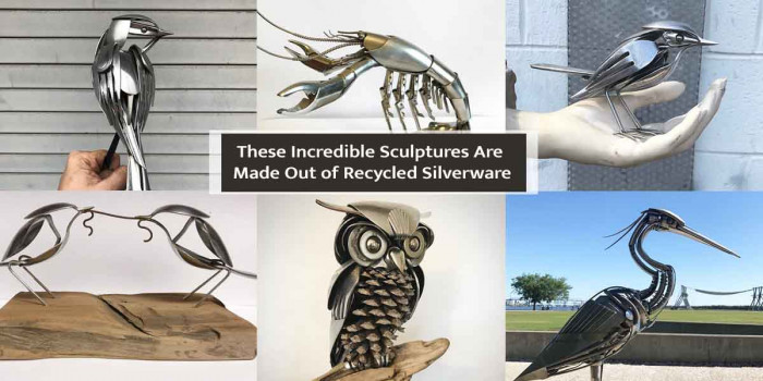 10 Recycled Silverware Art Sculptures by Matt Wilson That Look Lifelike