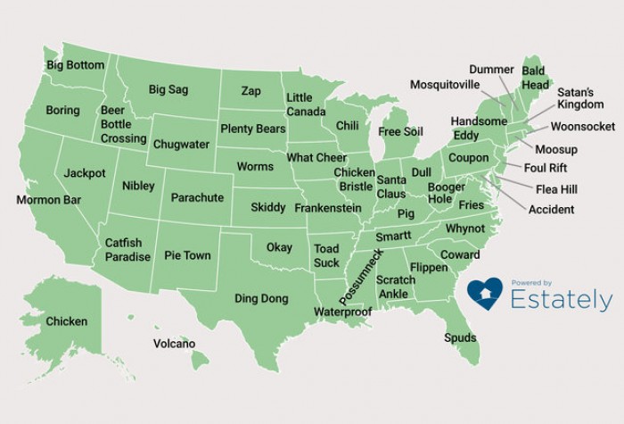 This Map Has the Quirkiest & Funniest Town Names of US