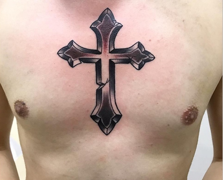 Православный крестик на груди тату